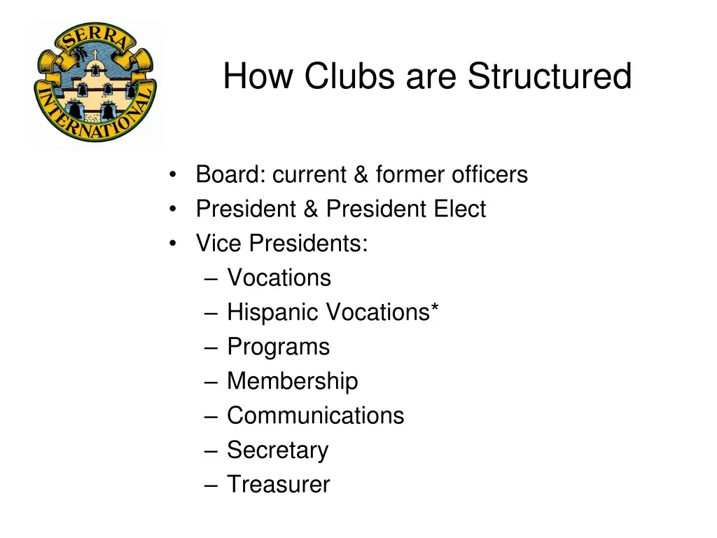 how clubs are structured