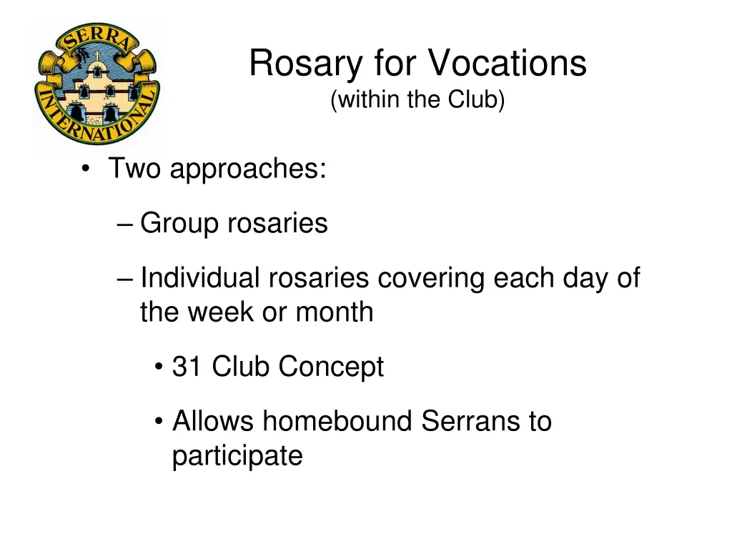 rosary for vocations within the club