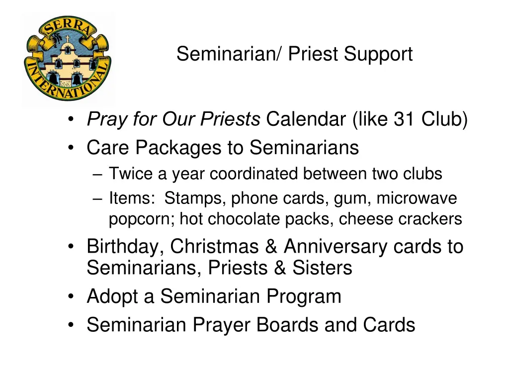 seminarian priest support