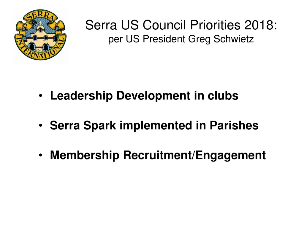 serra us council priorities 2018 per us president