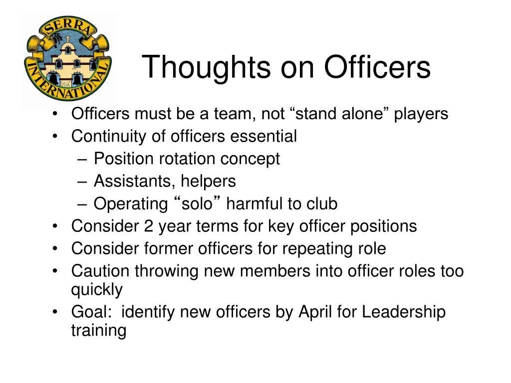 thoughts on officers