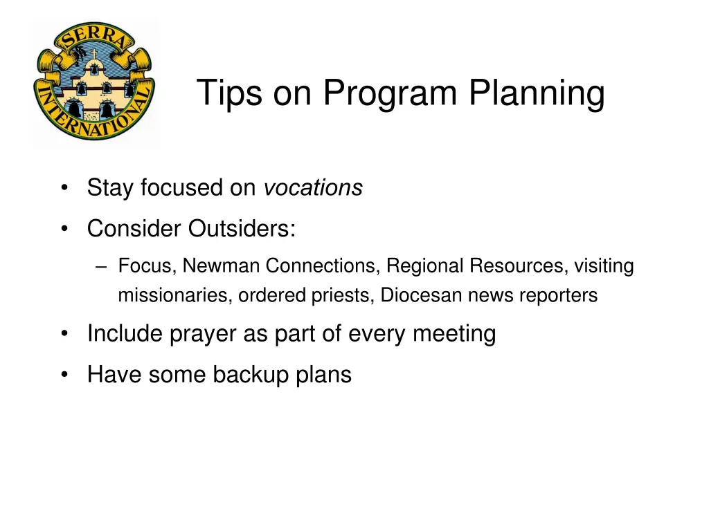 tips on program planning