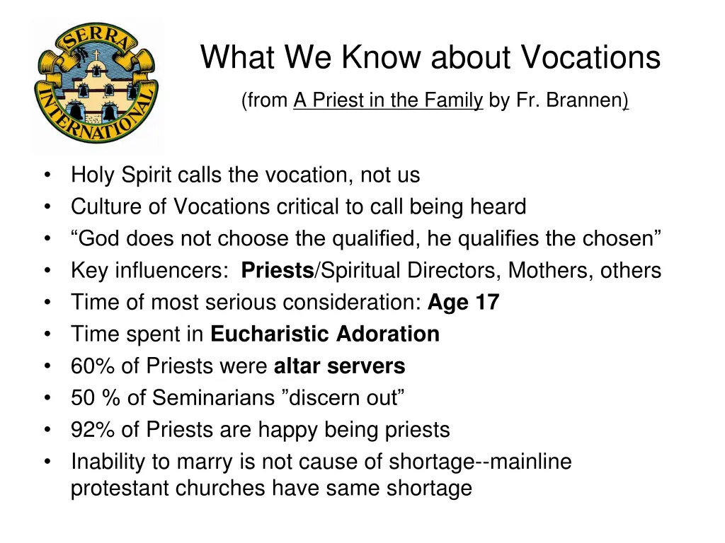 what we know about vocations from a priest