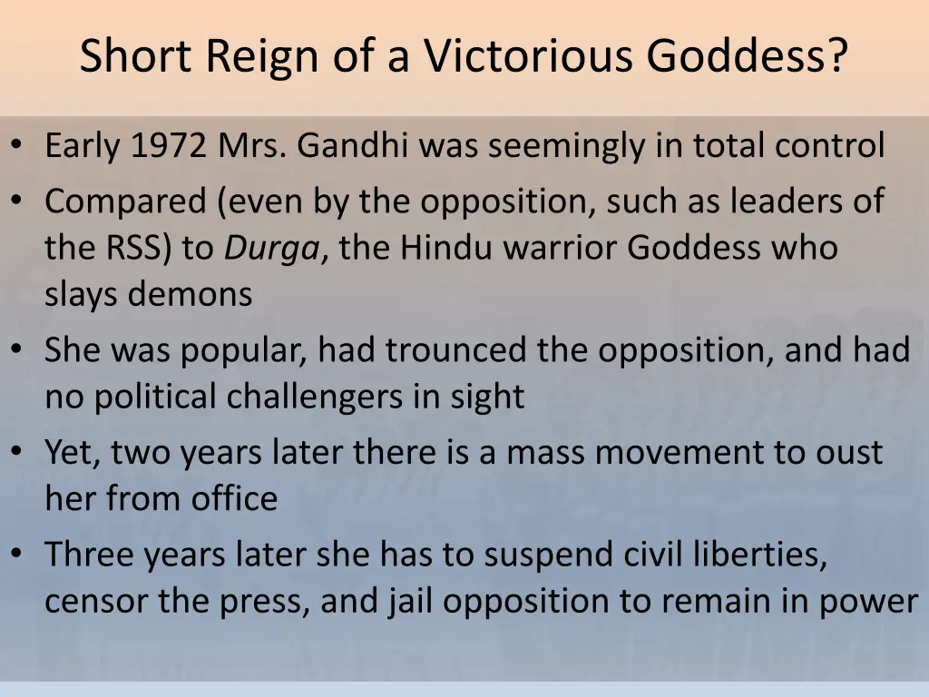 short reign of a victorious goddess