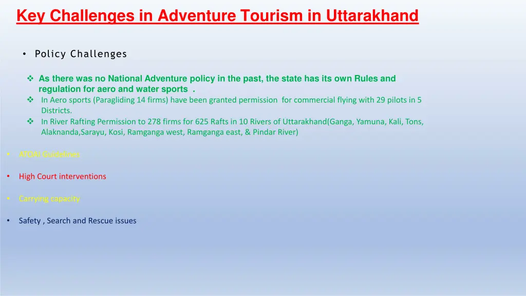 key challenges in adventure tourism in uttarakhand