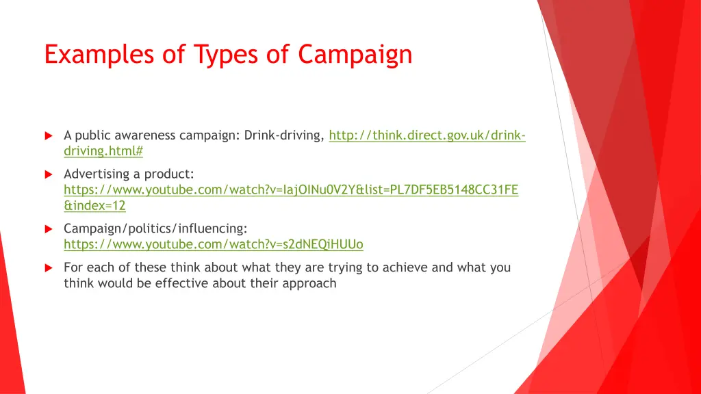 examples of types of campaign