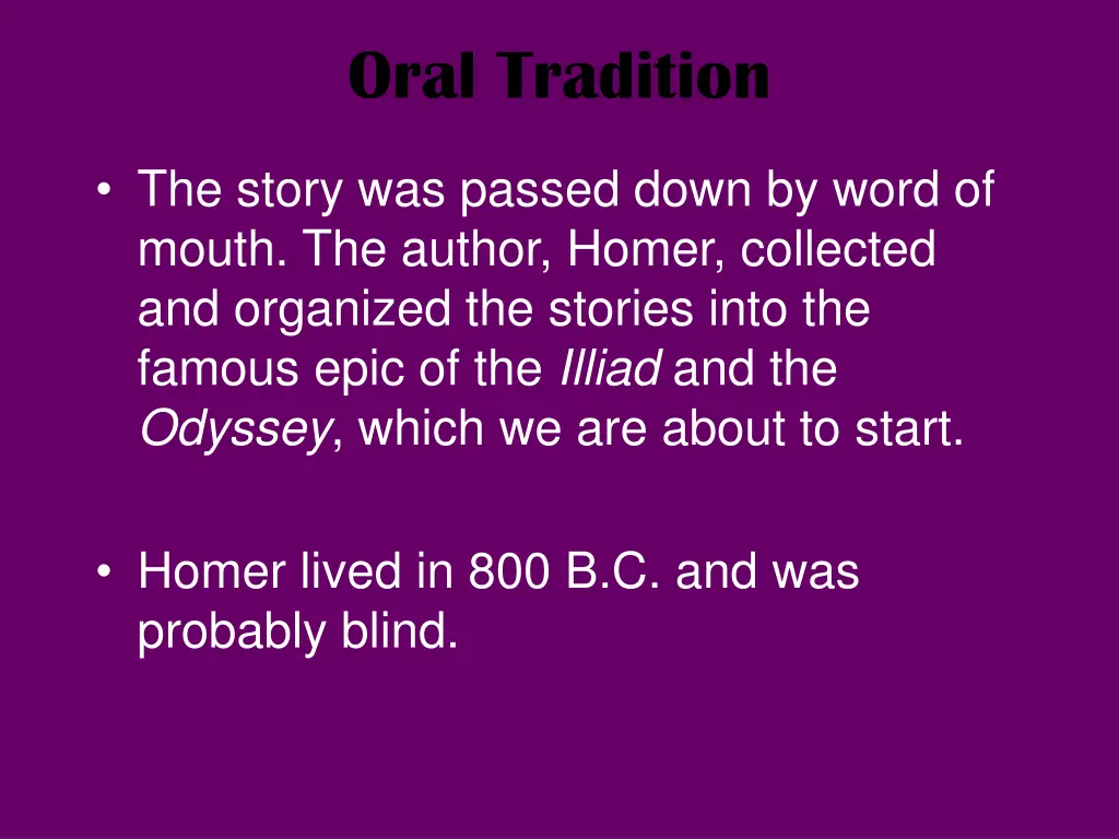 oral tradition