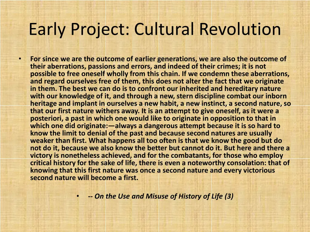 early project cultural revolution