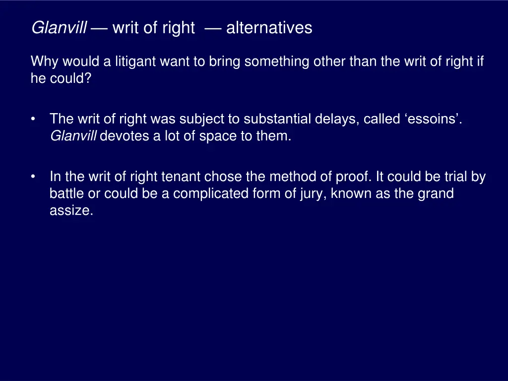 glanvill writ of right alternatives