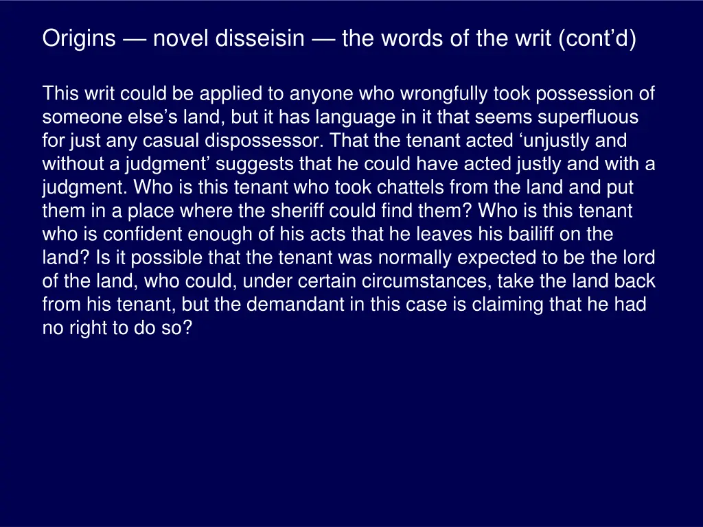 origins novel disseisin the words of the writ 1