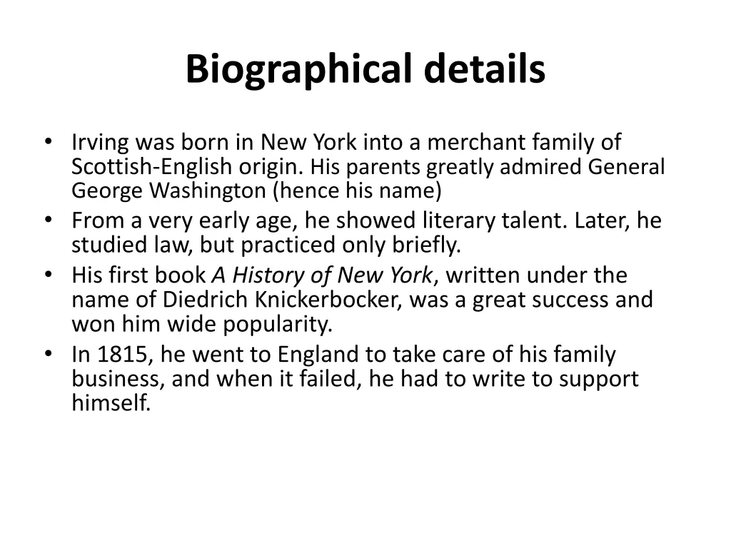 biographical details