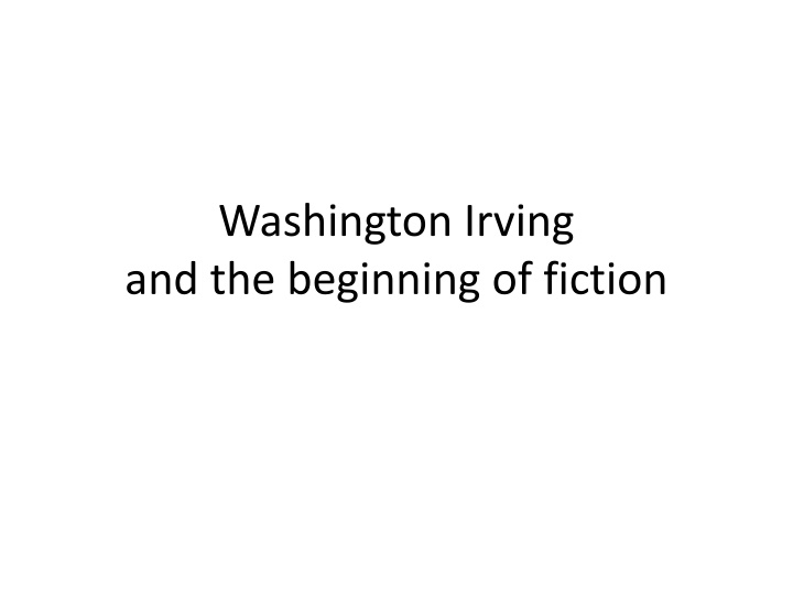 washington irving and the beginning of fiction