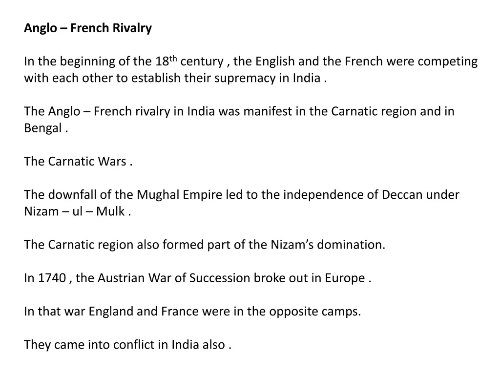 anglo french rivalry in the beginning