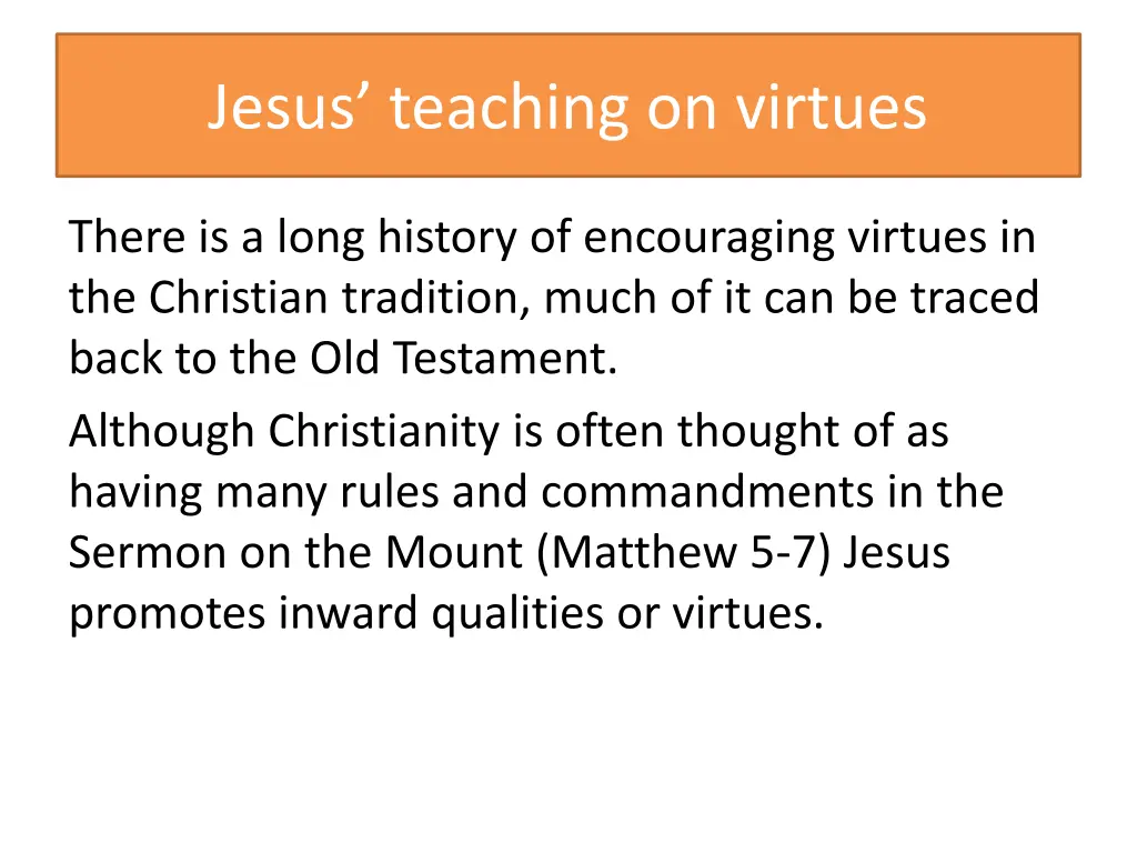 jesus teaching on virtues