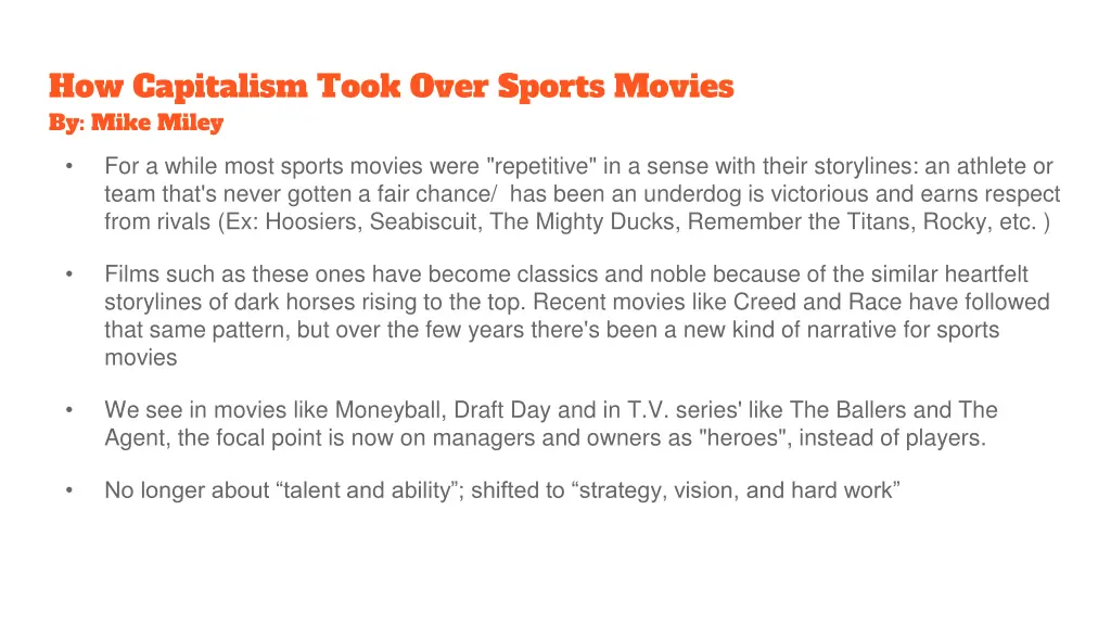 how capitalism took over sports movies by mike