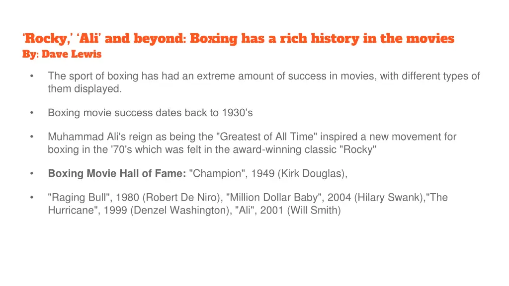 rocky ali and beyond boxing has a rich history