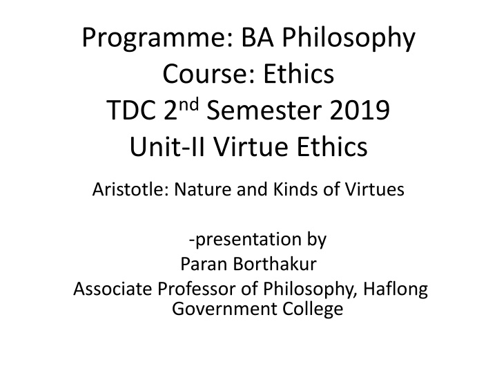 programme ba philosophy course ethics