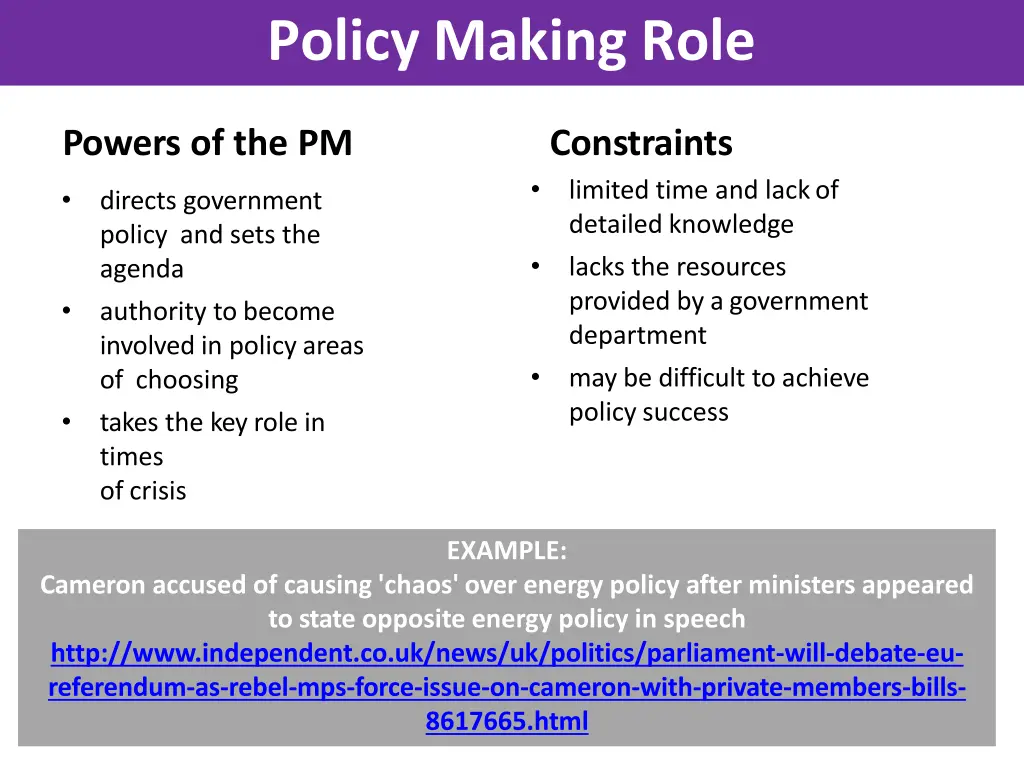 policy making role