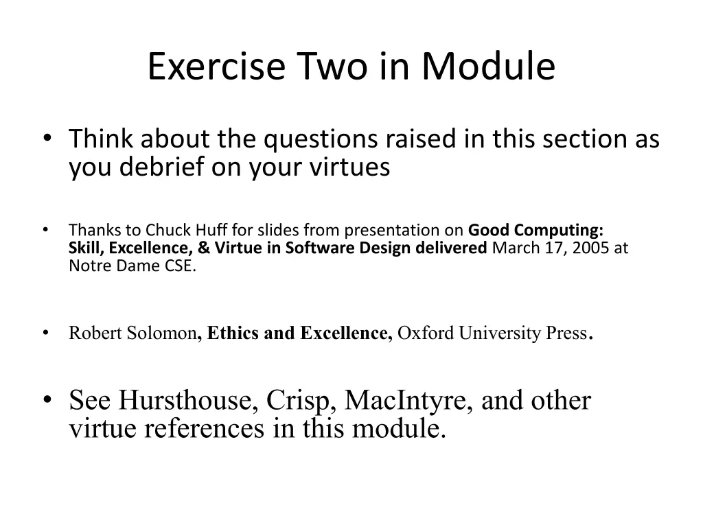 exercise two in module