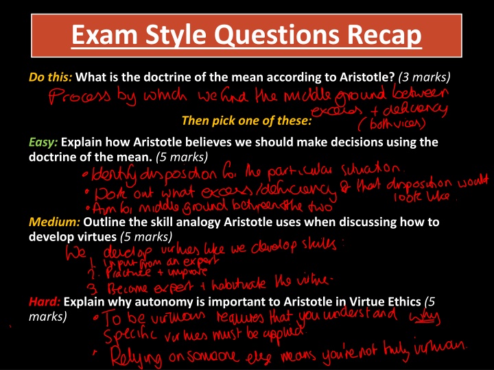 exam style questions recap