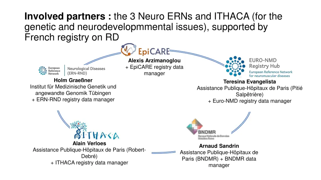 involved partners the 3 neuro erns and ithaca