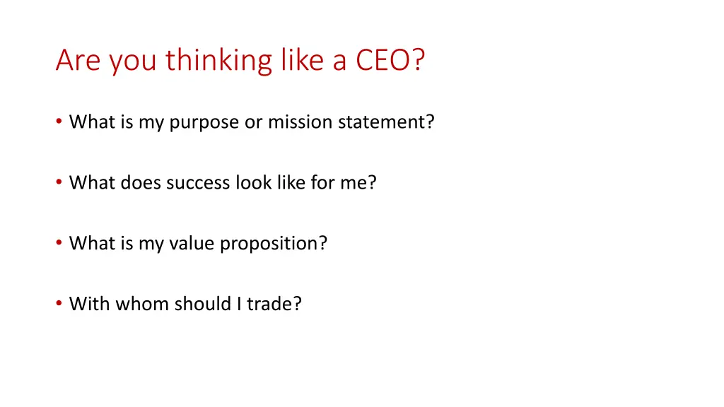 are you thinking like a ceo