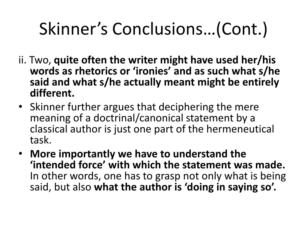 skinner s conclusions cont