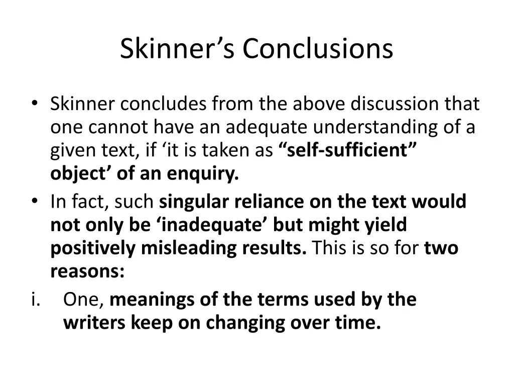 skinner s conclusions