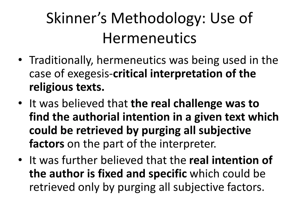 skinner s methodology use of hermeneutics