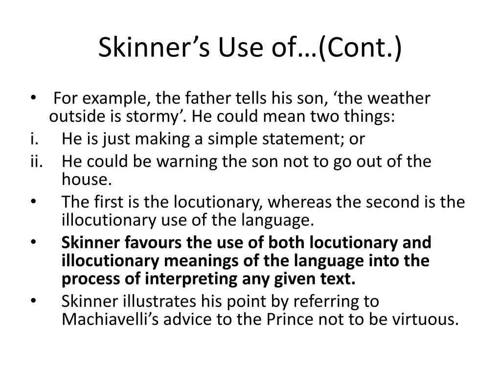 skinner s use of cont