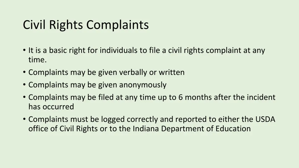 civil rights complaints