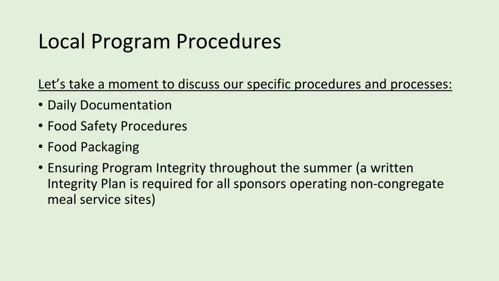 local program procedures