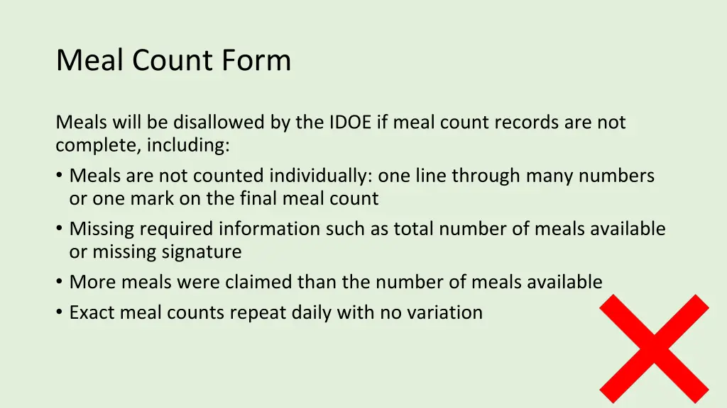 meal count form