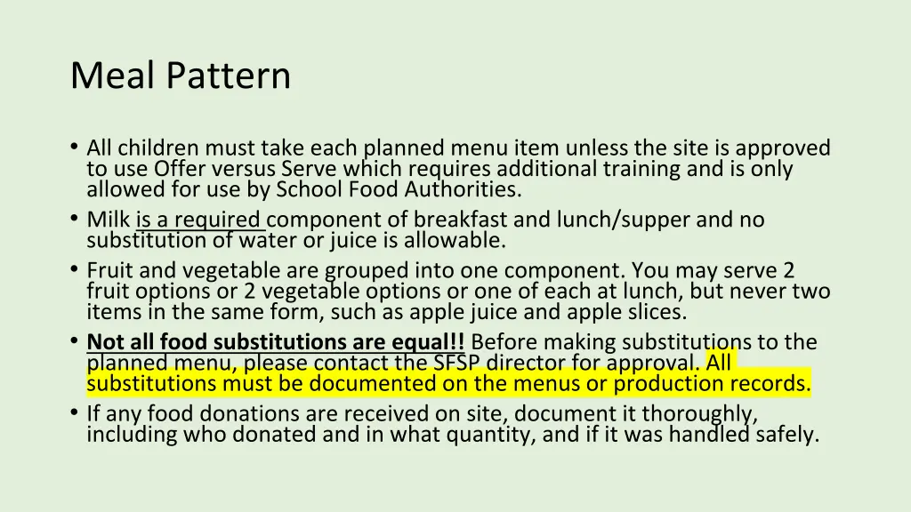 meal pattern