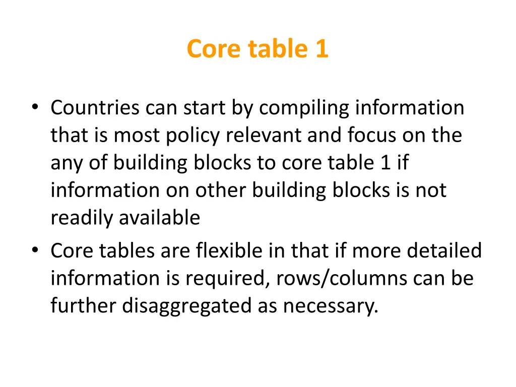 core table 1