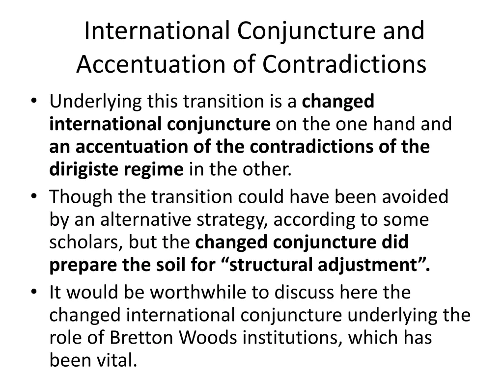 international conjuncture and accentuation