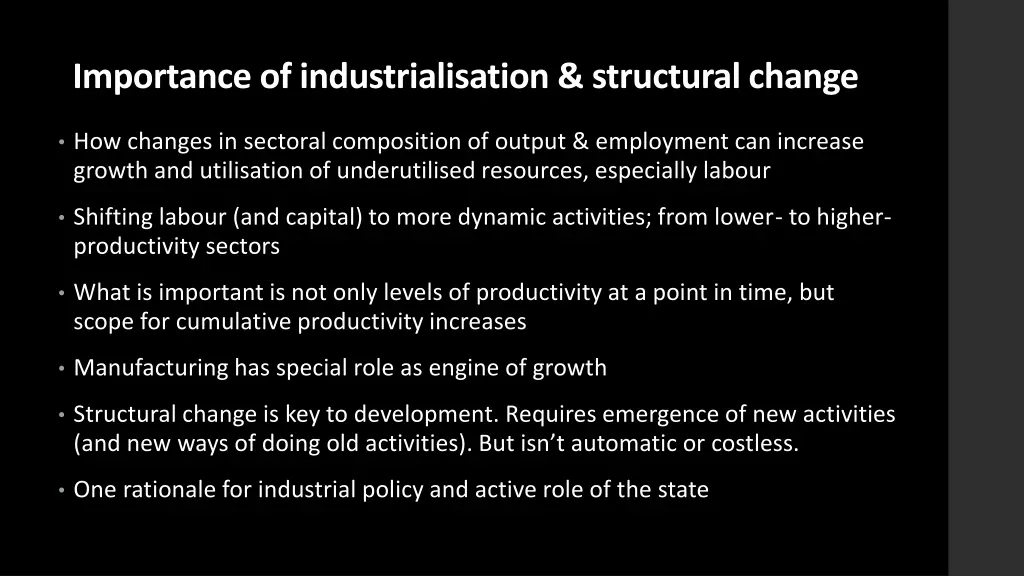 importance of industrialisation structural change