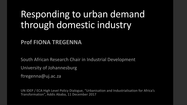 responding to urban demand through domestic