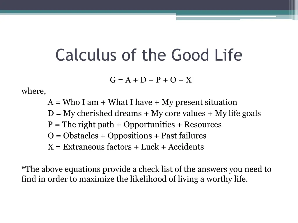 calculus of the good life