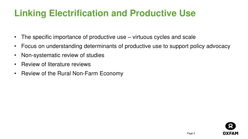 linking electrification and productive use