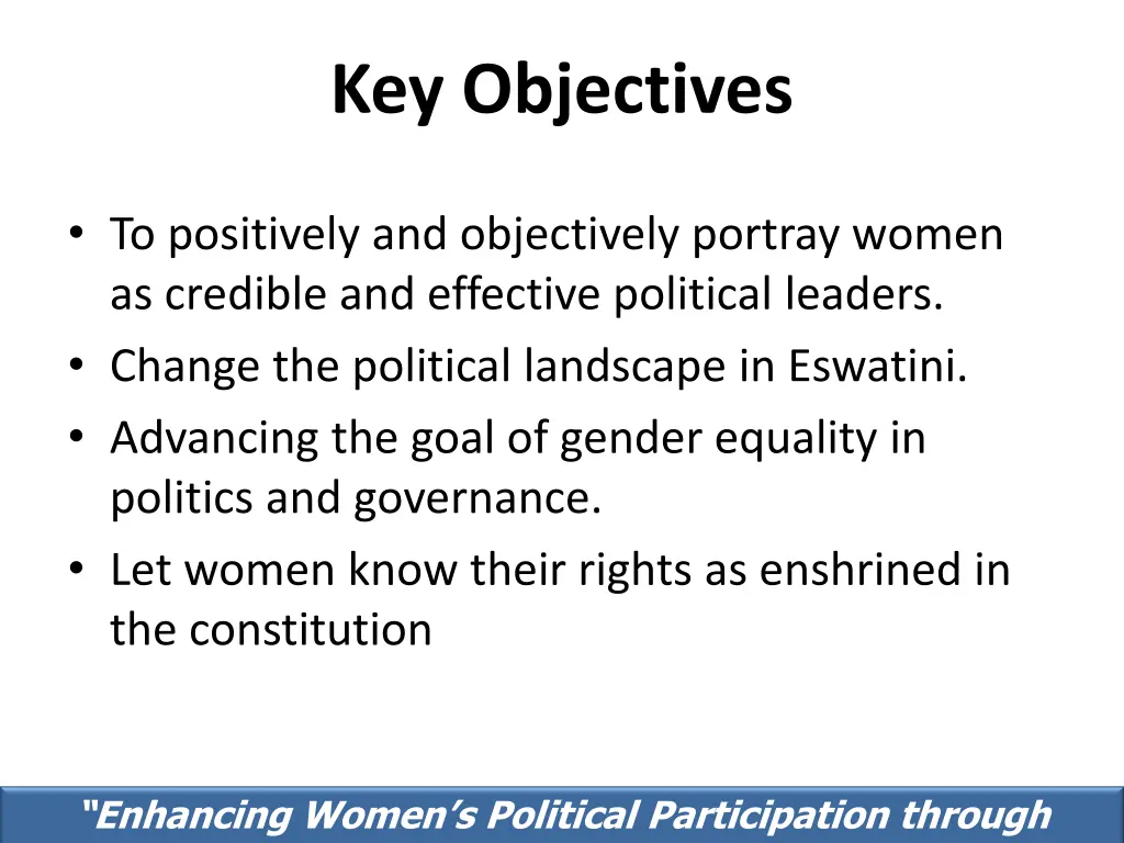 key objectives