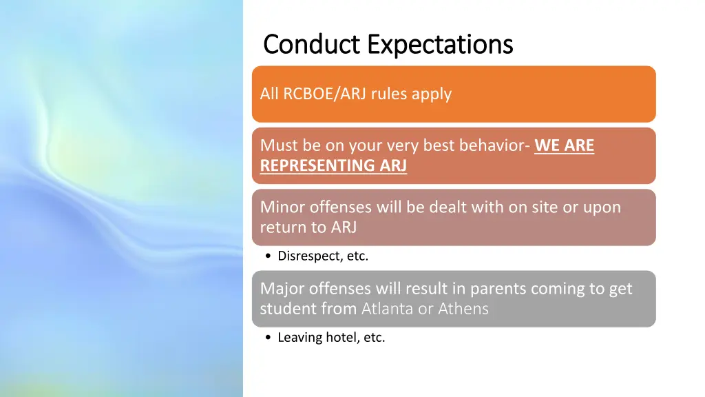 conduct expectations conduct expectations