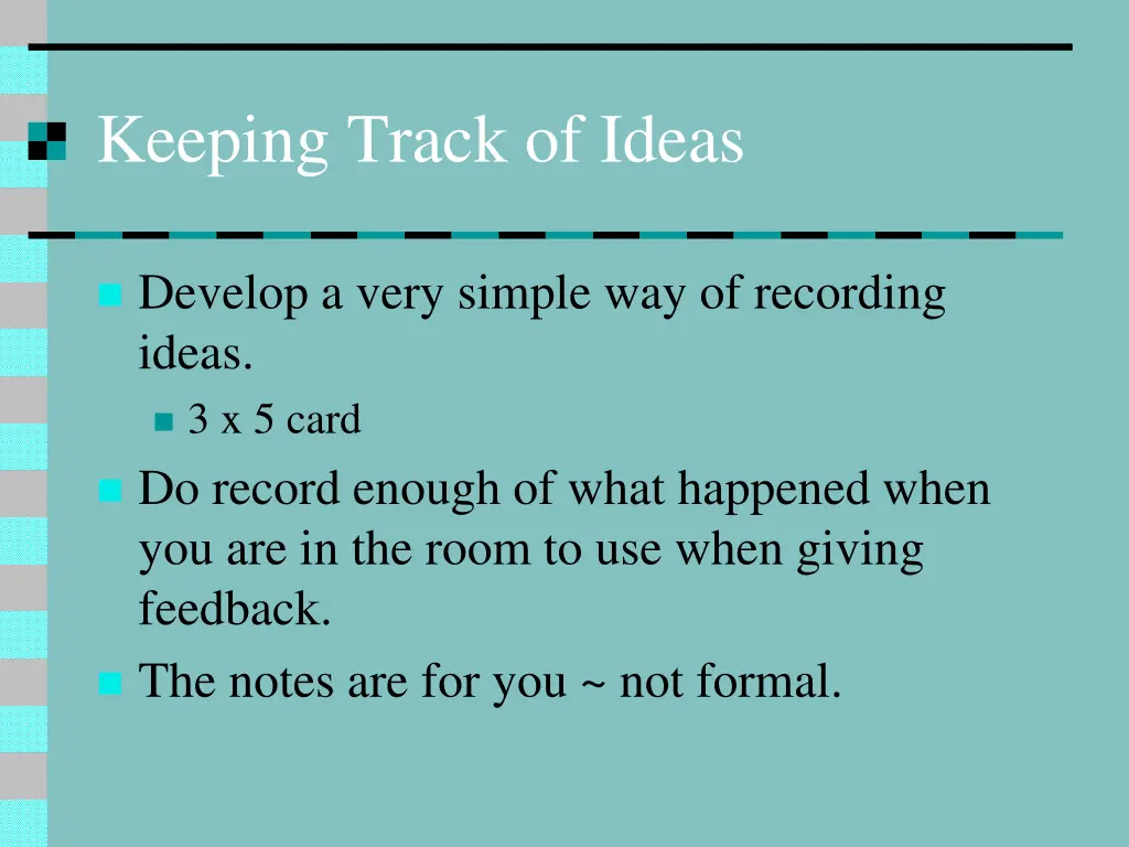 keeping track of ideas