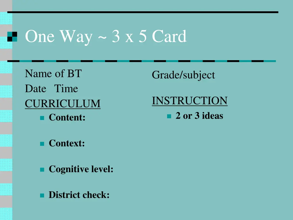 one way 3 x 5 card