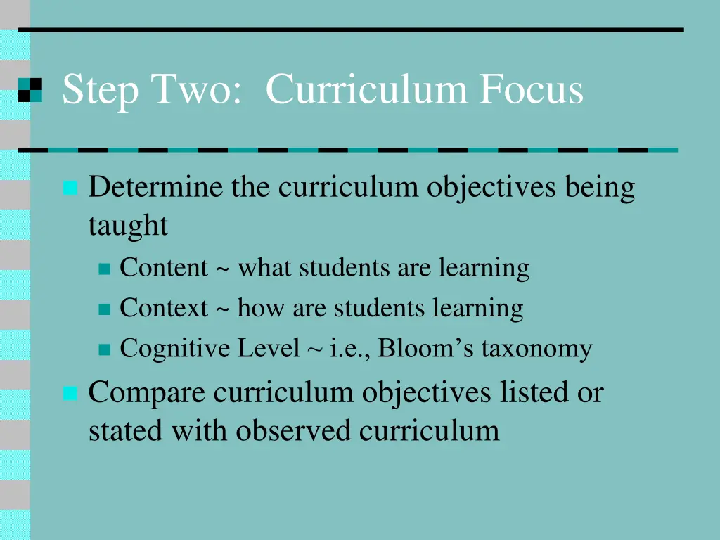 step two curriculum focus