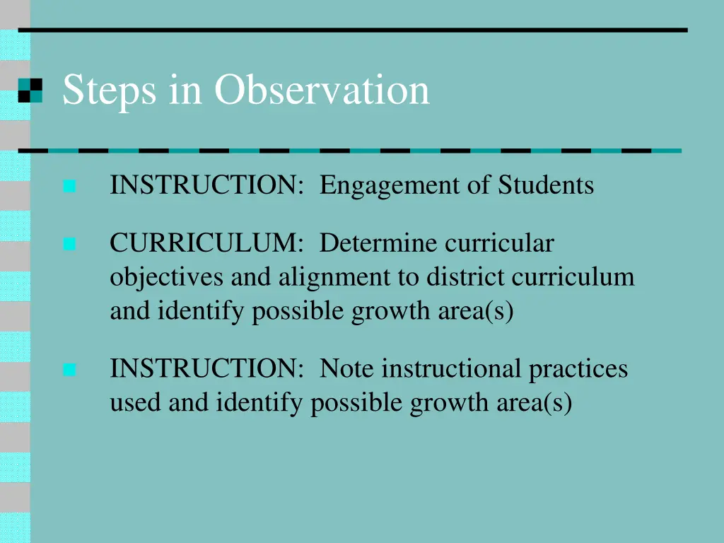 steps in observation