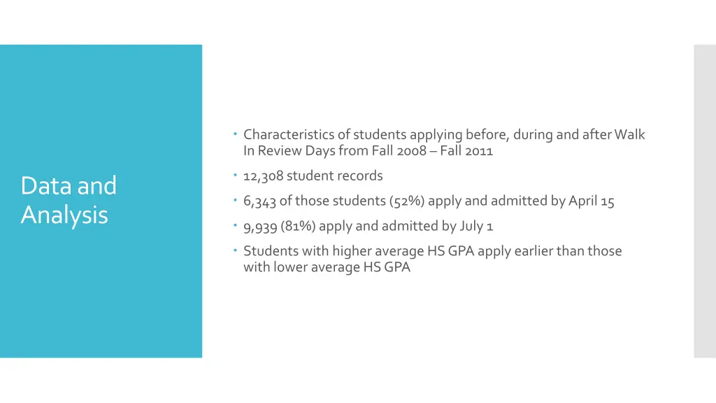 characteristics of students applying before