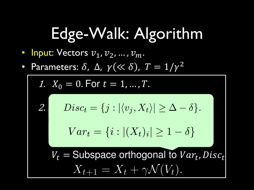 edge walk algorithm input vectors 1 2 parameters