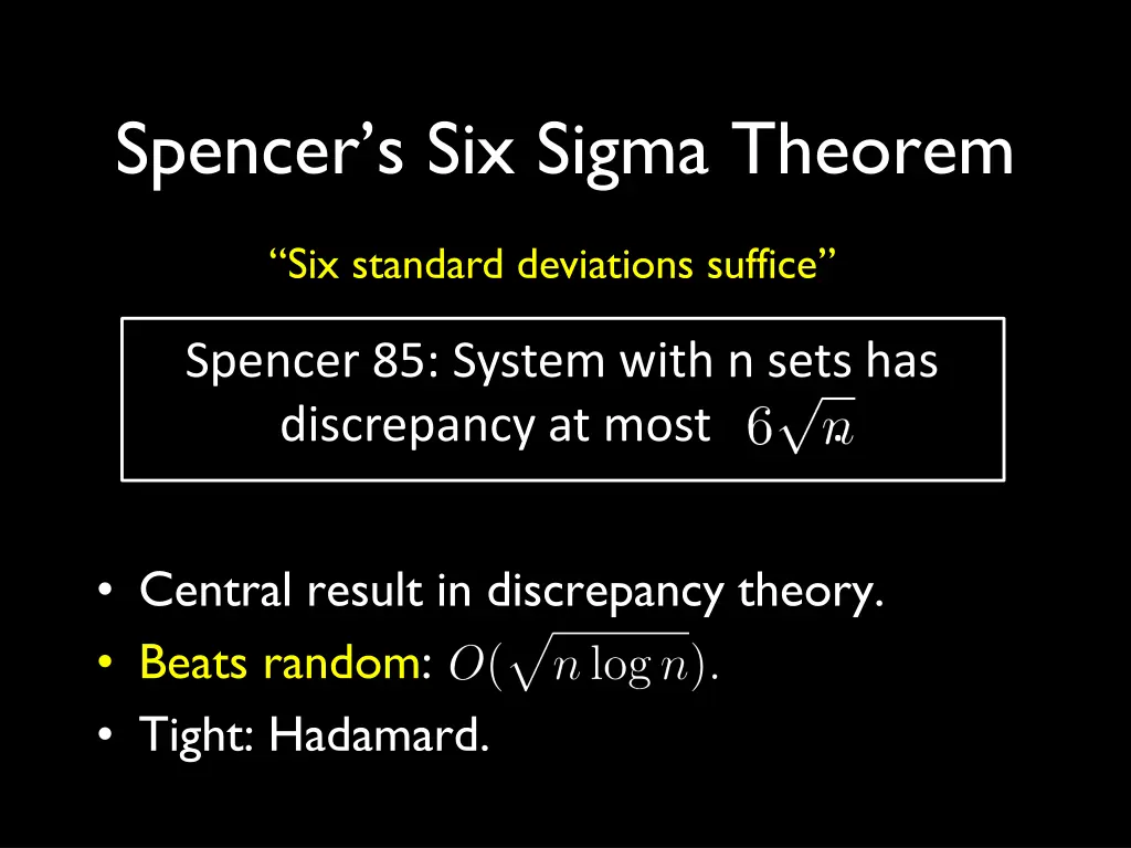 spencer s six sigma theorem