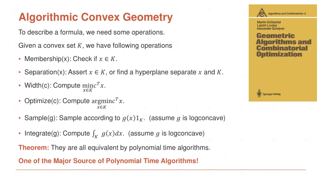 algorithmic convex geometry